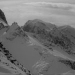 Left to right - The Dru, Grands Montets top, Mont Blanc, Aiguille du Midi