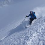 Carolyn skiing the Le Tour Glacier