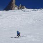 Skiing below the Dent du Geant