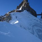 Looking up the ridge of the Aig du Midi