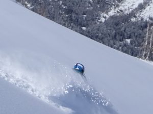 Deep fresh powder skiing